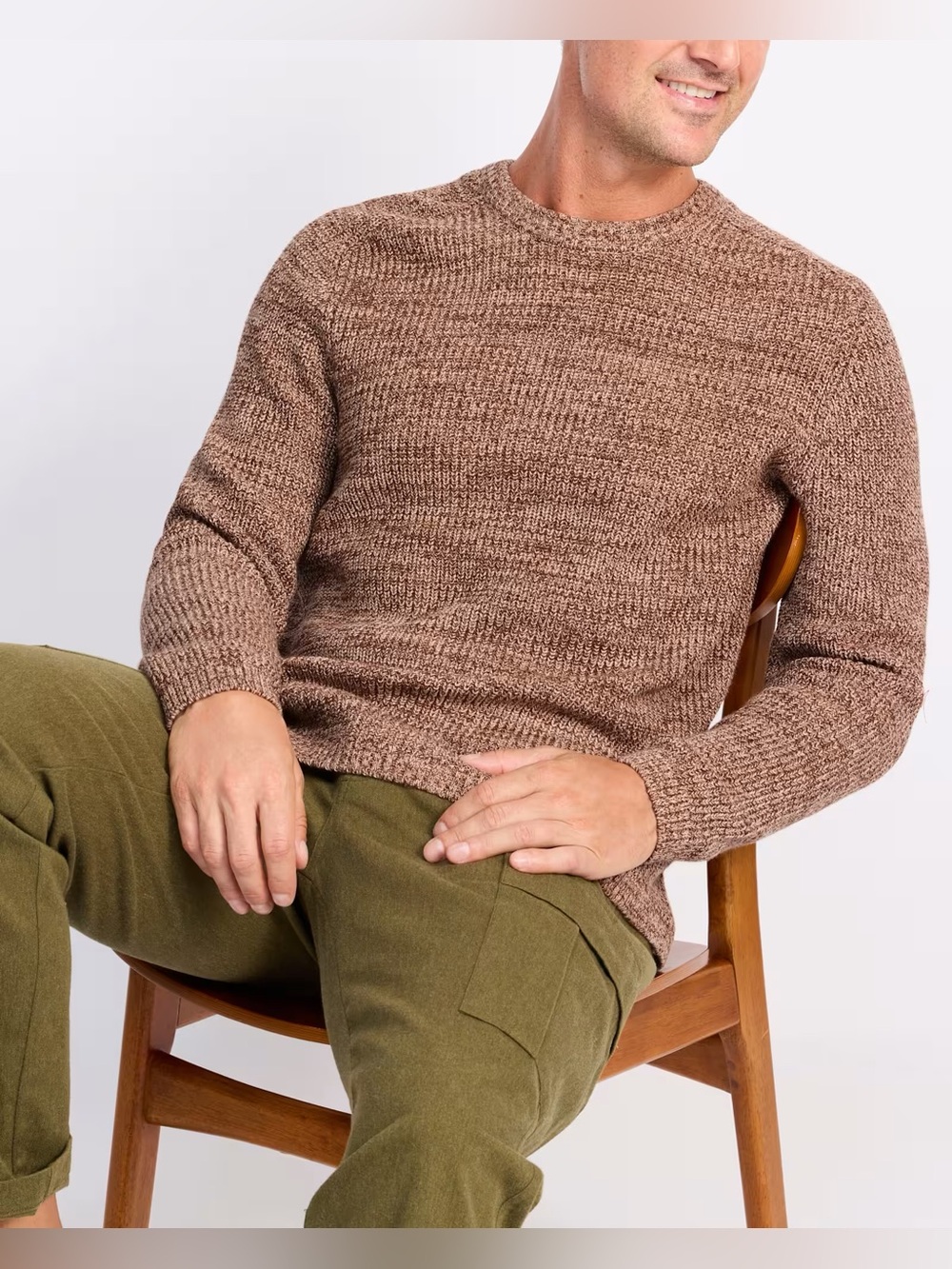 Men's Brown Knit Crewneck Sweater